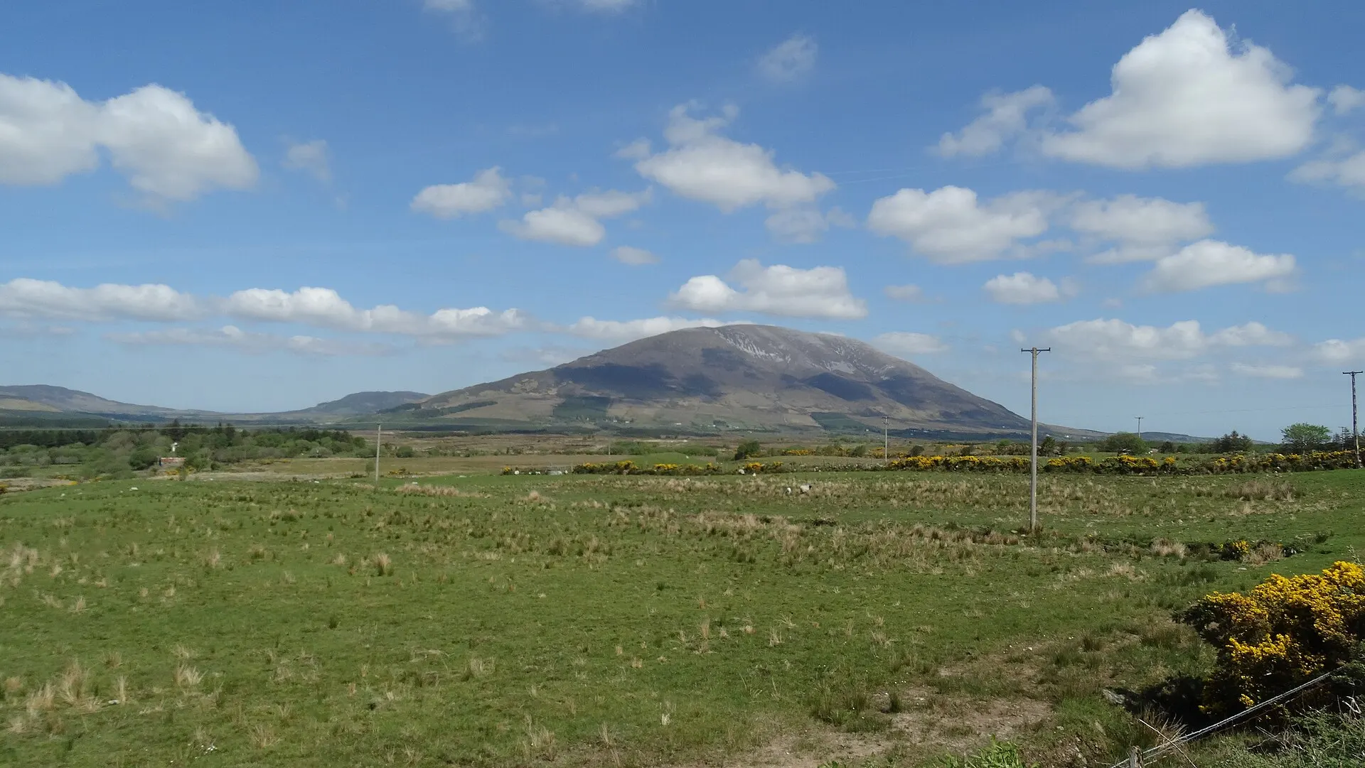 Farmland in Glen Nephin with Nephin mountain behind, Co. Mayo